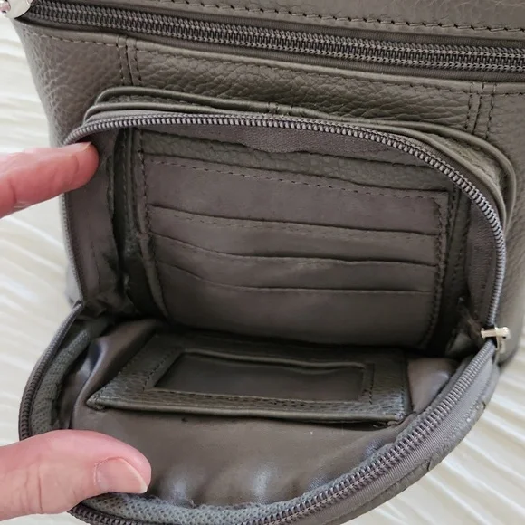 Gray Leather Crossbody Bag - Picture 7 of 9